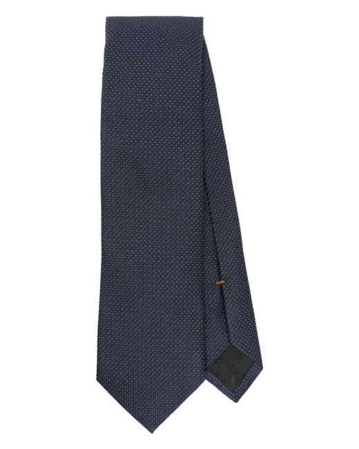 Zegna Blue Patterned-jacquard Silk Tie for men
