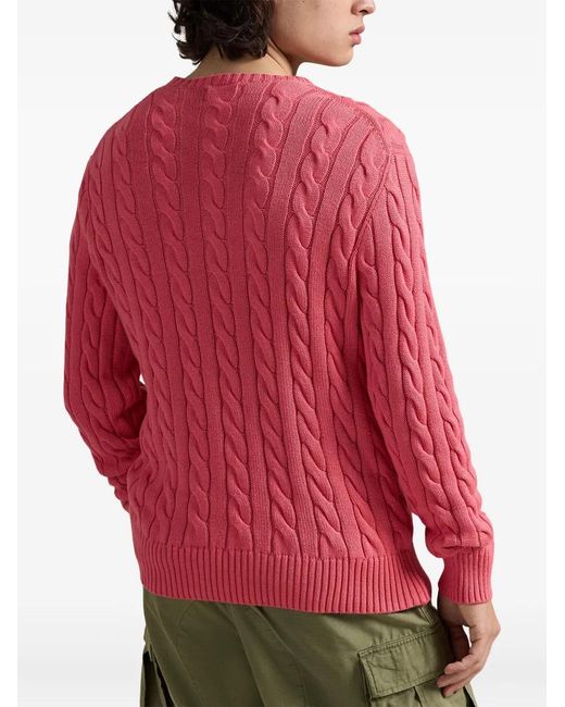 Polo Ralph Lauren Pink Cable Knit Sweater With Logo for men