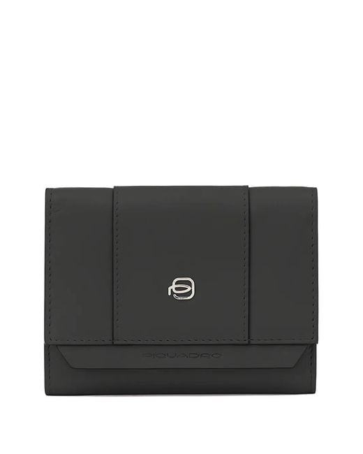 Piquadro Black Trifold Wallet