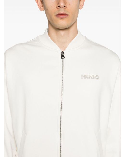 Cardigan en coton à fermeture zippée HUGO pour homme en coloris White