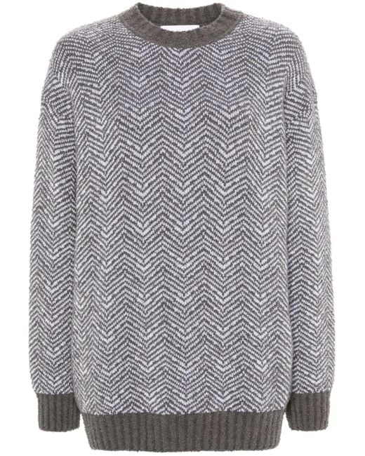 Moschino Gray Chevron-Pattern Jumper