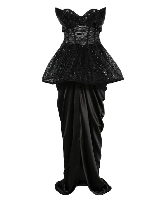 MITILIANE COUTURE Black Crystal-Embellished Corset And Maxi Skirt Set