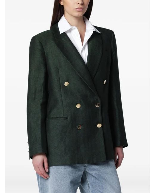 VI TO VI Black Herringbone Double-Breasted Blazer
