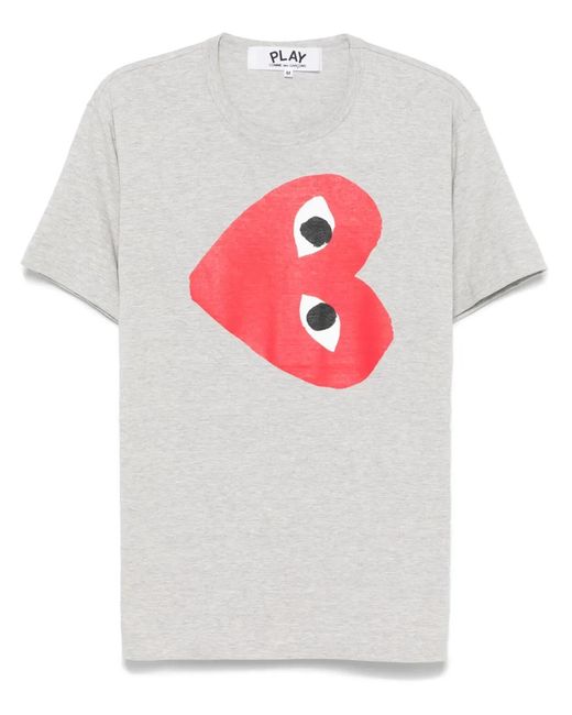 COMME DES GARÇONS PLAY Gray Side Heart-Print T-Shirt