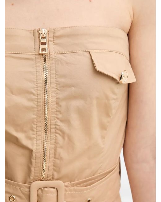 GAUDI Natural Zip Belted Midi Dress