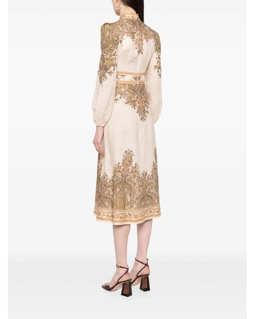 Zimmermann Natural Natura Buttoned Midi Dress