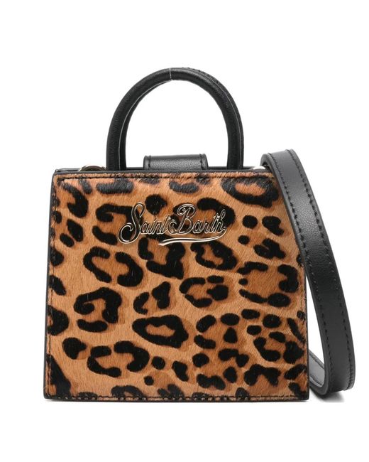 Mc2 Saint Barth Women's Brown Mini Shop Leopard-Print Tote Bag