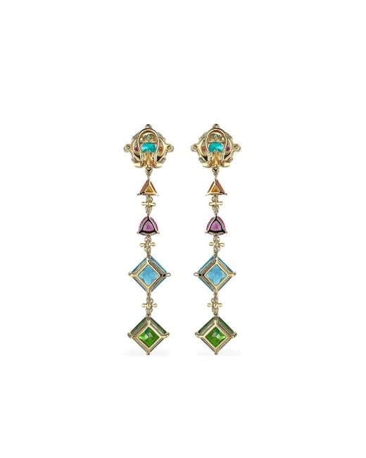 Anabela Chan White 18Kt Vermeil Tropical Paradise Multi-Stone And Diamond Clip-On Earrings