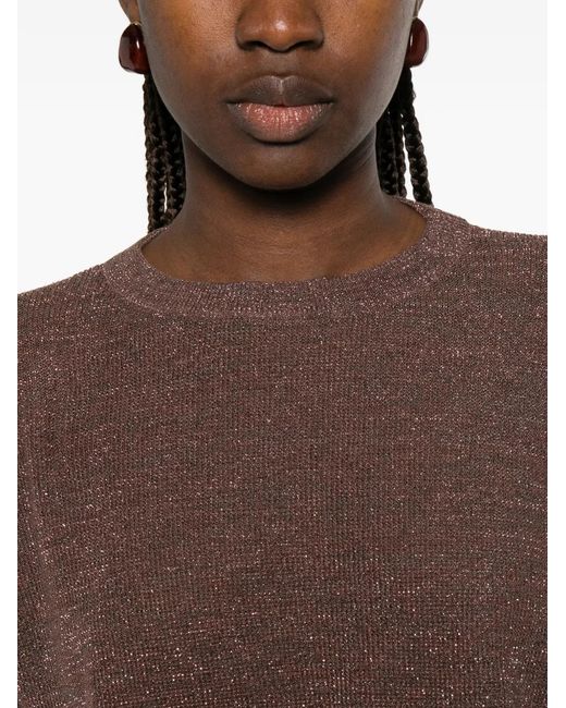 Brunello Cucinelli Brown Metallic-Effect T-Shirt