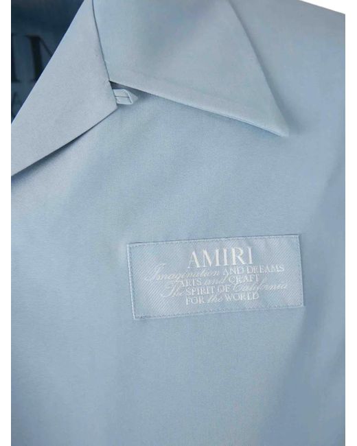Amiri Blue Logo-Patch Short-Sleeve Shirt for men