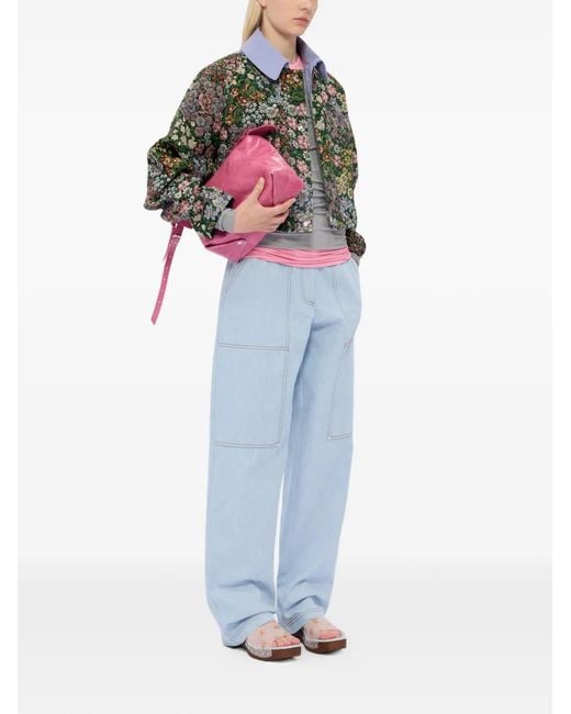 MSGM Green Floral Collared Jacket