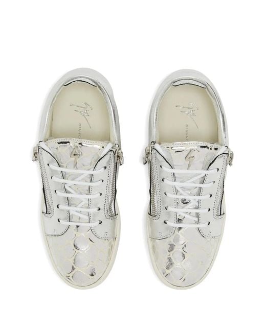 Giuseppe Zanotti White Nicki Zip-Detail Leather Sneakers