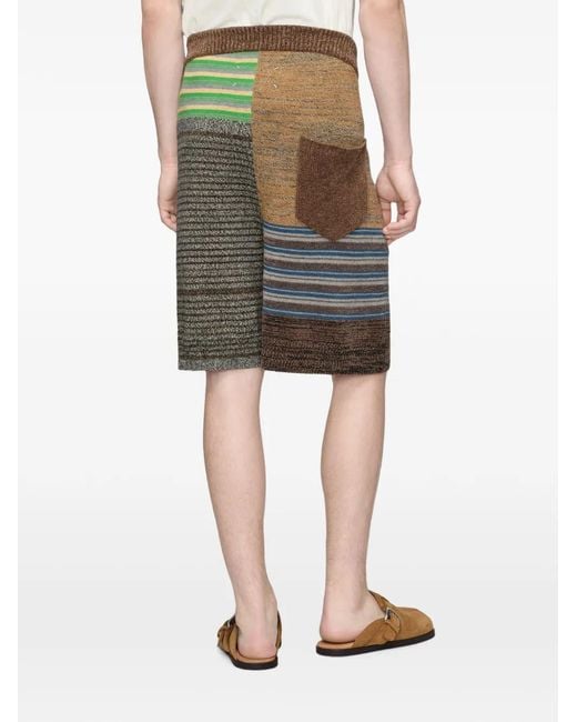 Maison Margiela Green Patchwork Knit Shorts for men