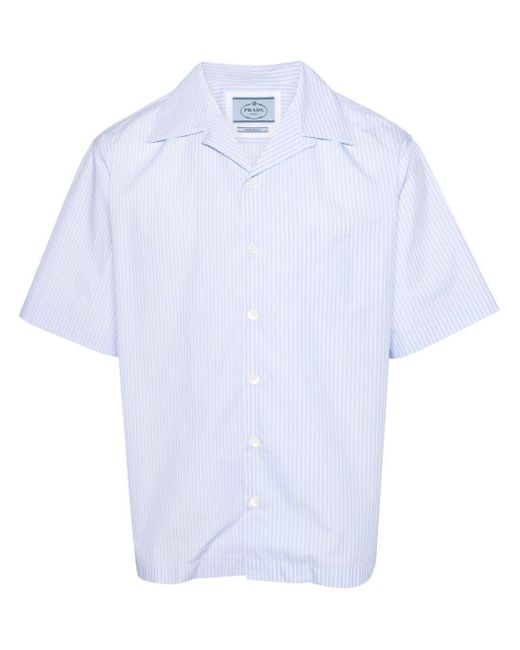 Prada Striped cotton shirt in White für Herren