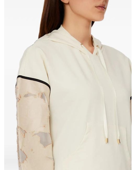 Liu Jo White Floral-Jacquard Panelled Hoodie