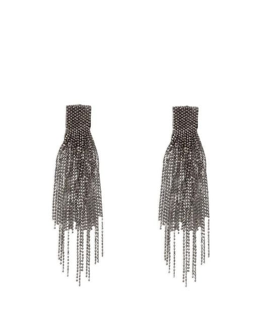 Fabiana Filippi White Beaded Fringe-Detail Earrings