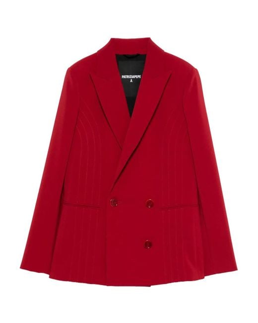 Patrizia Pepe Red Double-Breasted Panelled Blazer