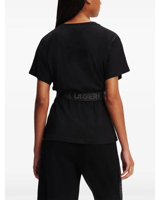 Karl Lagerfeld グリッター ロゴ Tシャツ Black
