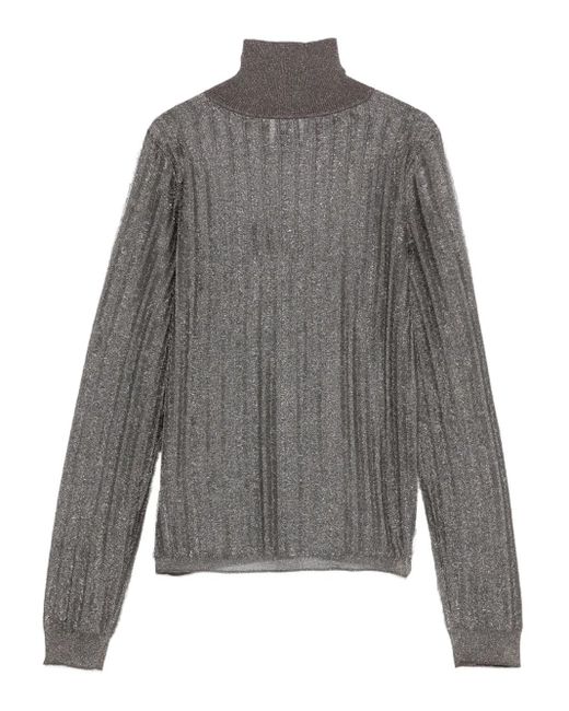 Alysi Gray Ribbed Metallic Top