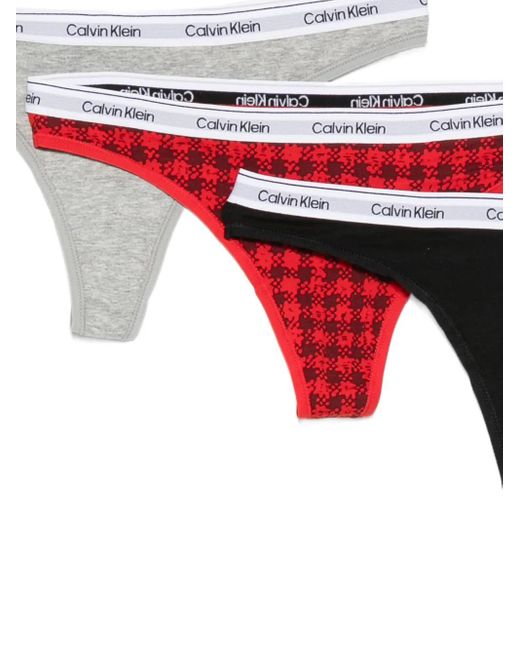 Calvin Klein Red Logo Waistband Briefs (Set Of Three)