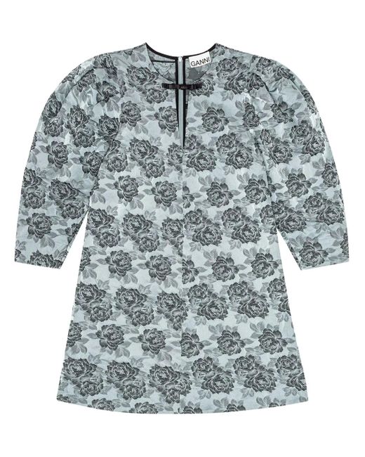 Ganni Midi-Jurk Met Jacquard in het Gray