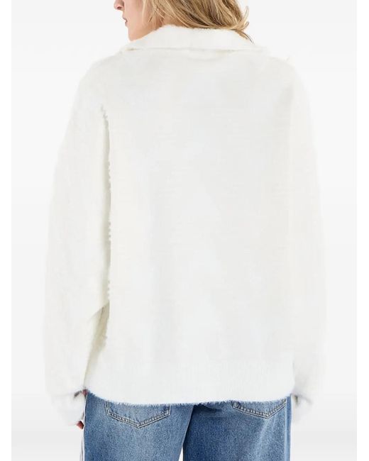 Adidas White Knit Hz Polo Top