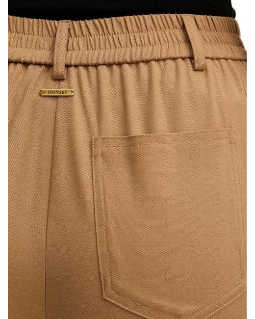 Pantalones con cinturilla elástica Twinset de color Natural