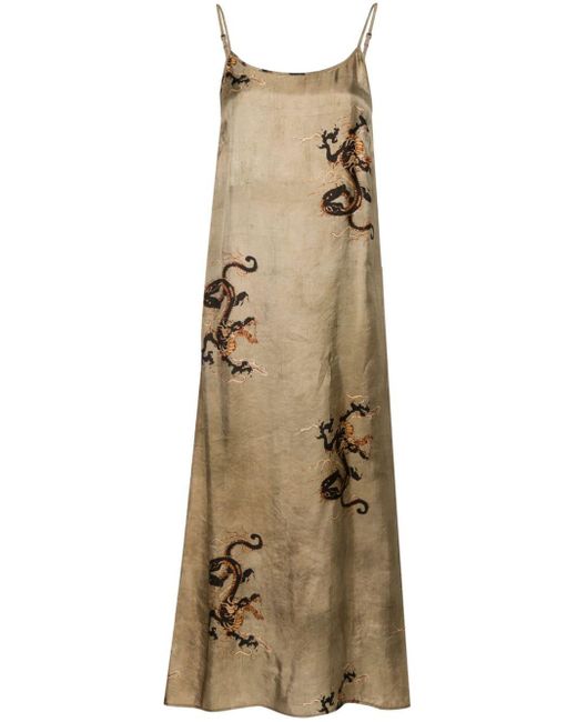 Uma Wang Natural Anaya Dragon-print Slip Dress