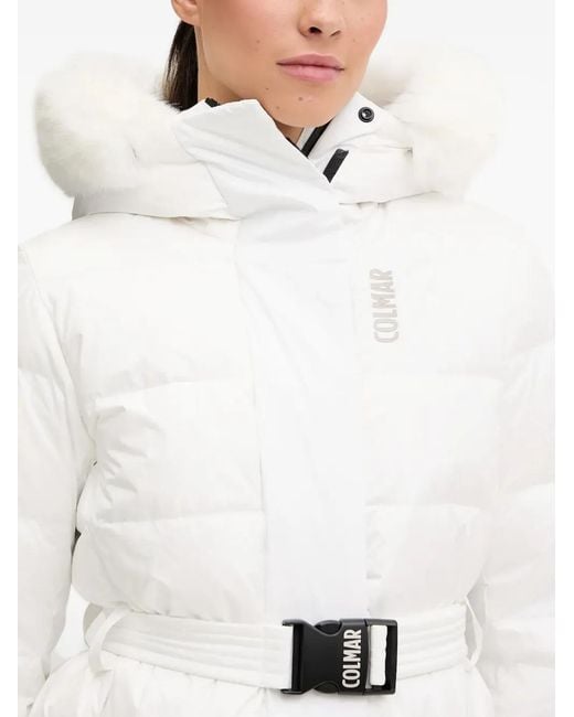 Colmar White Hooded Belted Ski Jacket