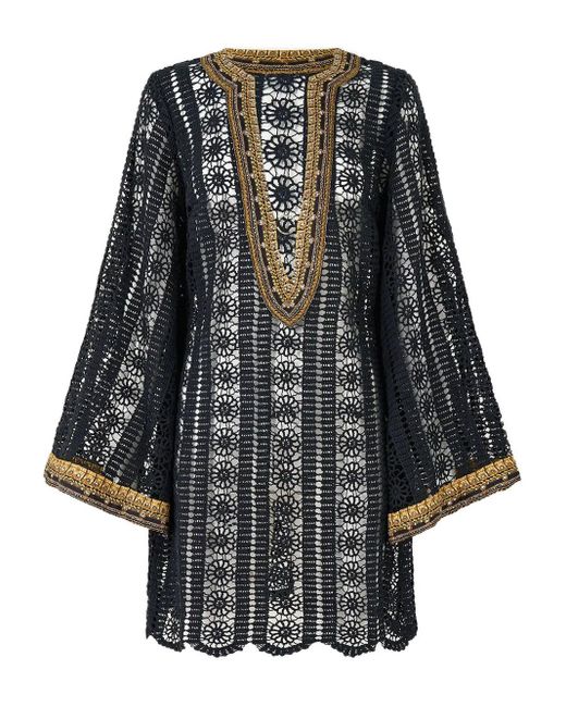 Camilla Black Lace Deep V-Neck Tunic
