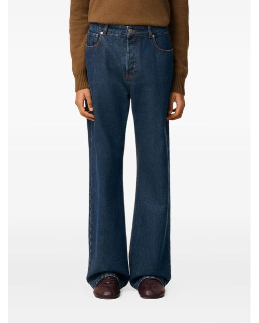 AMI Blue Wide Leg Denim Jeans for men