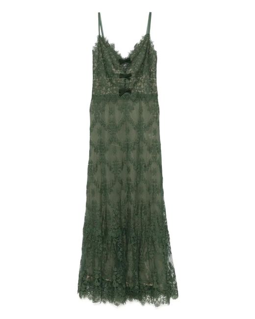 Elie Saab フローラルレース ドレス Green