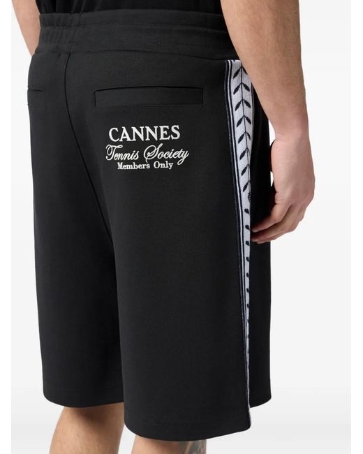 Philipp Plein Black Side-Stripe Track Shorts for men