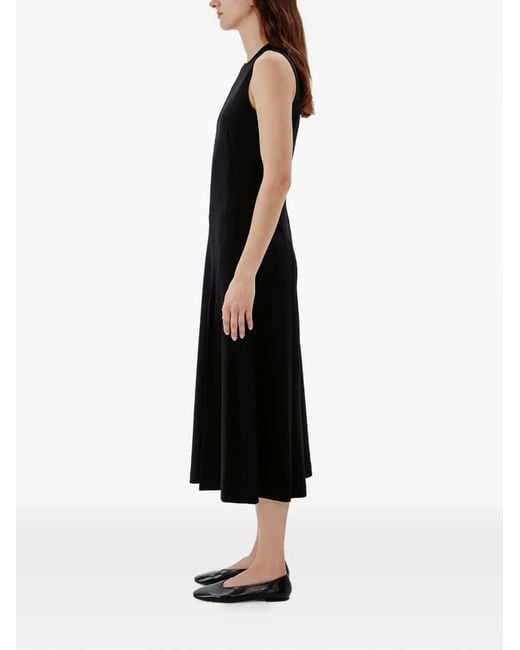 Another Tomorrow Black Sleeveless Front-Slit Dress