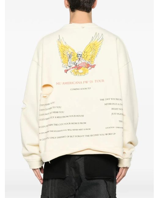 Who Decides War White Ribbon Tour Distressed Sweatshirt for men