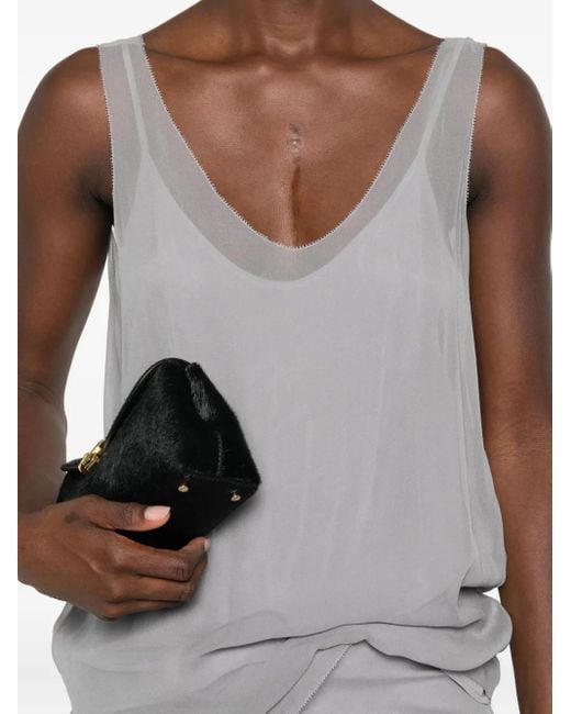 Totême Gray V-Neck Slip Top
