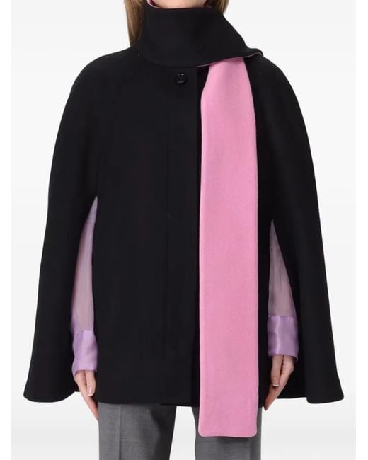MSGM Black Scarf-Collar Cape