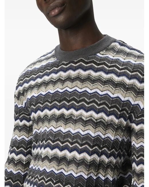 メンズ Missoni シェブロンパターン セーター Gray