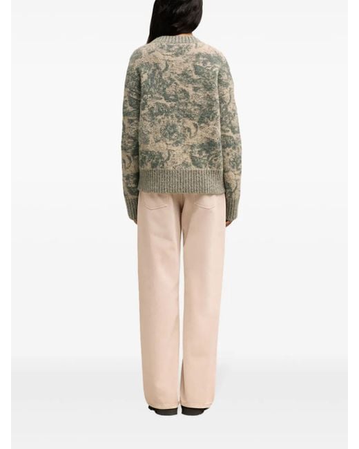 AMI Gray Jacquard Wool Blend Jumper