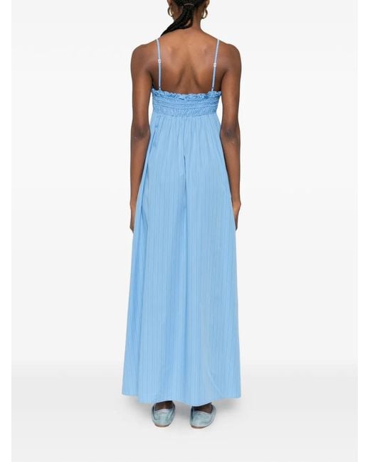 Faithfull The Brand Blue Presa Ruched-Detail Maxi Dress