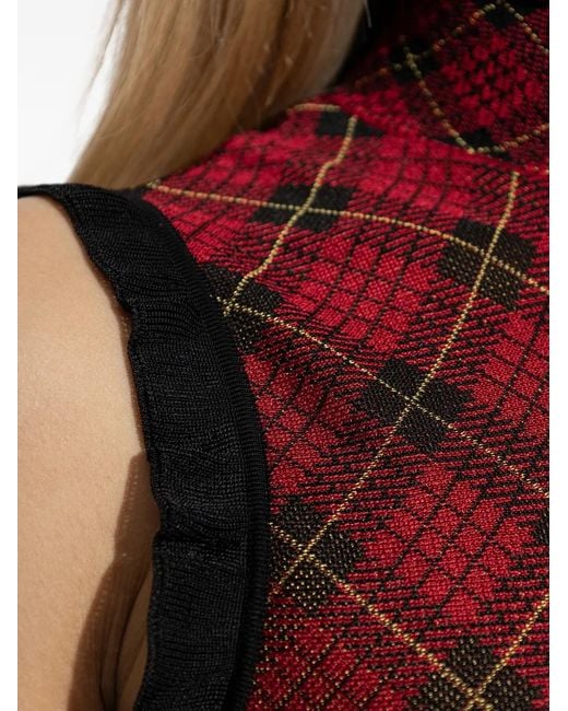 McQueen Red Ruffled Tartan Mini Dress