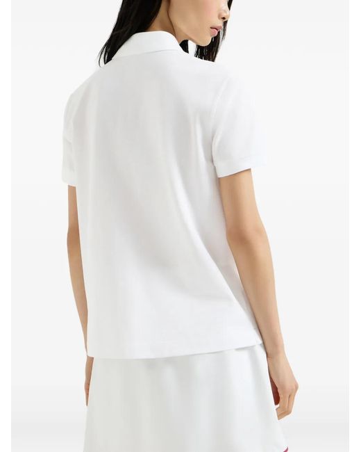 Brunello Cucinelli White Polo En Coton Piqué Stretch Avec Logo