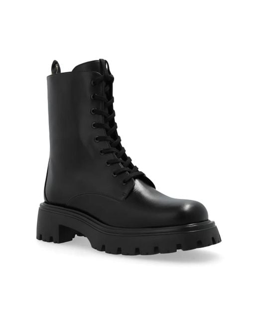 Stuart Weitzman Black Schnürstiefel aus Leder