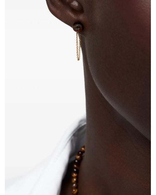 Mateo Brown Tiger-Eye Chain Drop Earrings