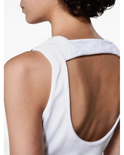 SRVC Studio White Cut-Out Ruched Tank Top