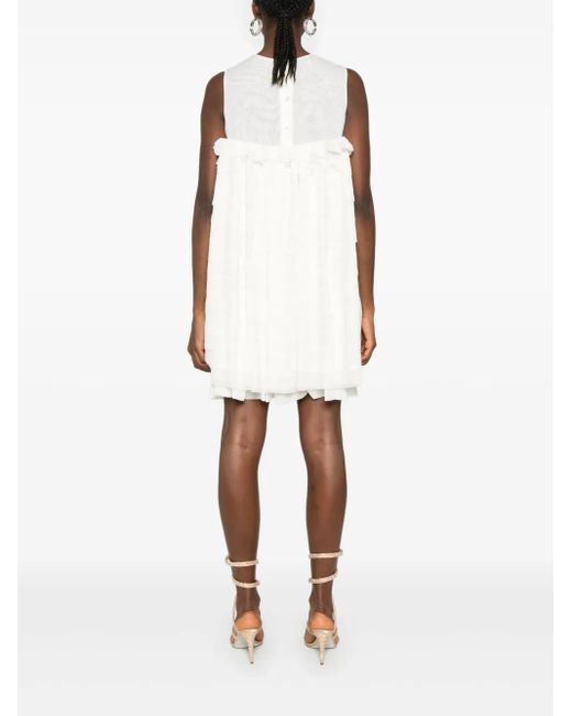 Baruni White Ruffled Mini Dress