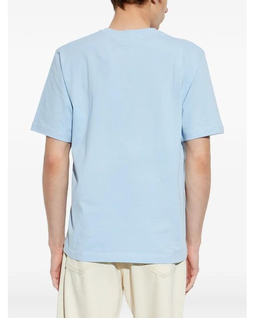 Samsøe & Samsøe Blue Saotto Logo-Embroidered T-Shirt for men