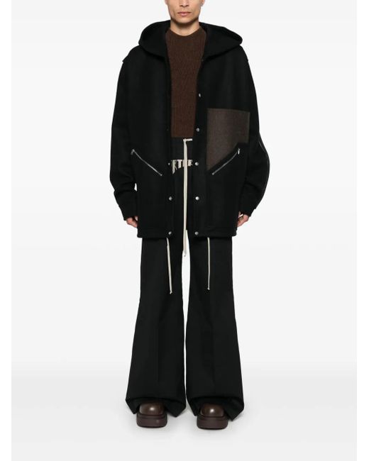 Rick Owens Black Organic Cotton Drawstring Trousers for men