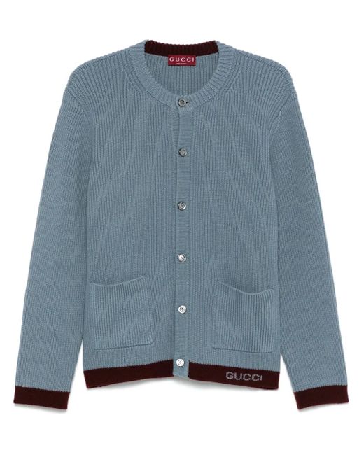 Gucci Blue Wool Cardigan for men