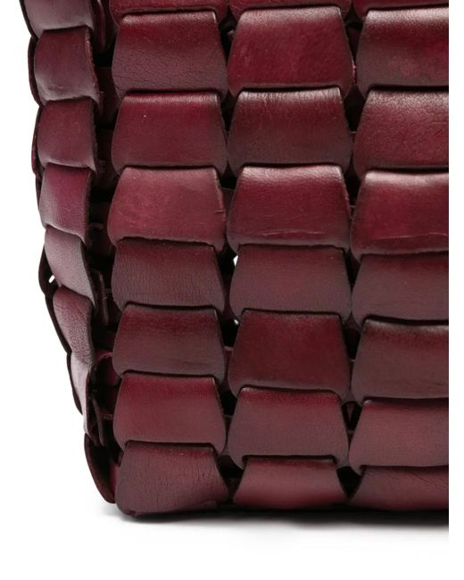 Dragon Diffusion Red Woven Leather Tote Bag